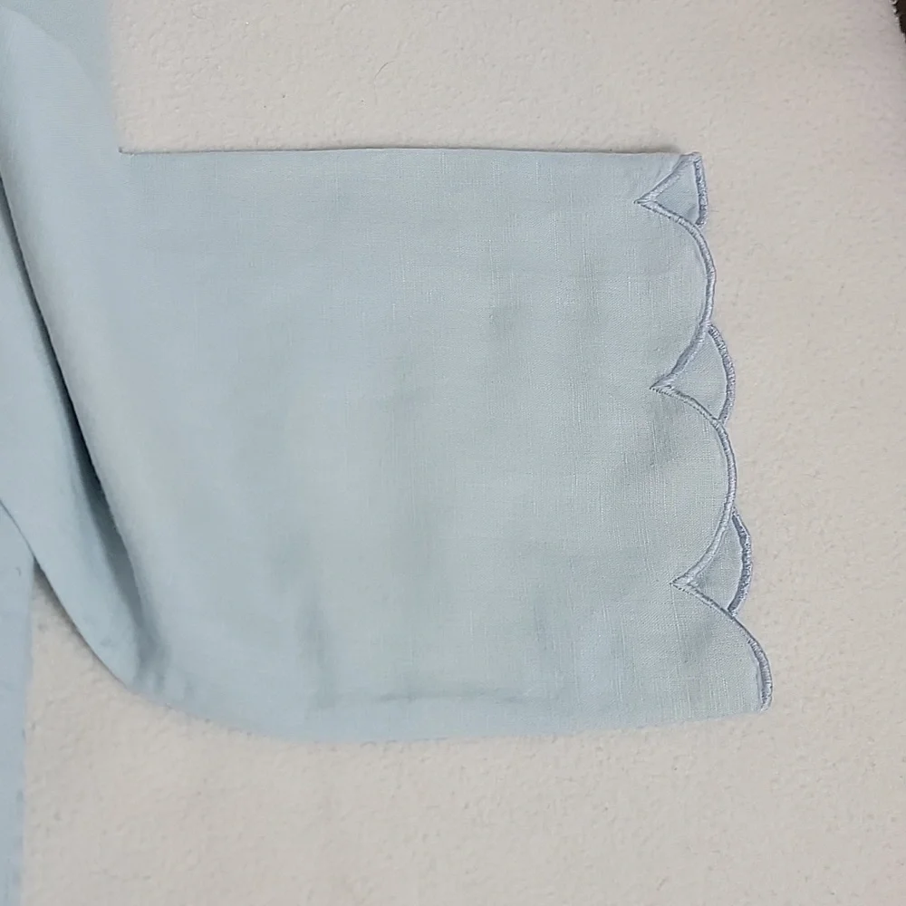 J. Crew Women's Light Blue W/ Ruffle Accent Long Sleeve Tunic,  S - Picture 3 of 8